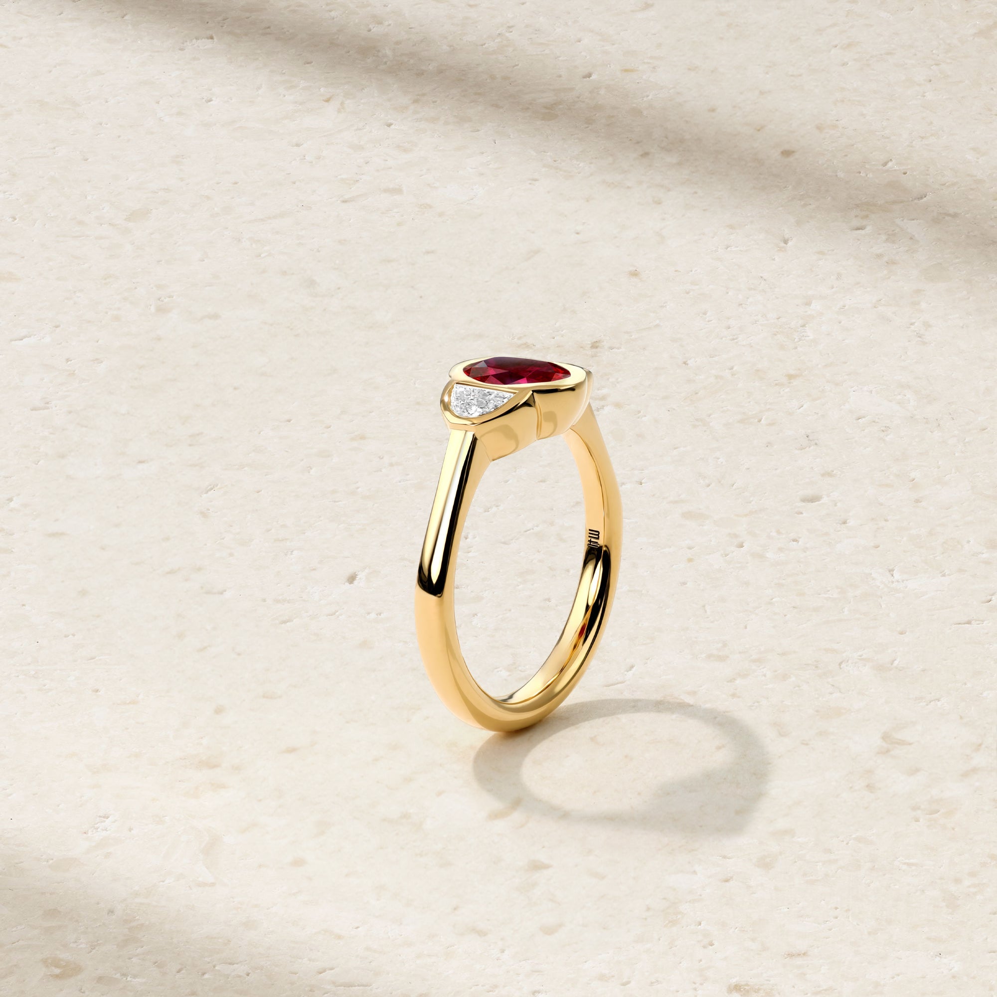 Modern Icon Oval Ruby and Diamond Ring