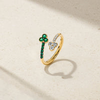 Trinity Emerald and Diamond Bypass Ring