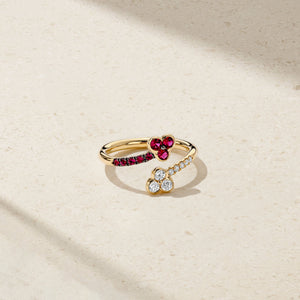 Trinity Ruby and Diamond Bypass Ring