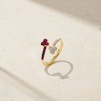 Trinity Ruby and Diamond Bypass Ring