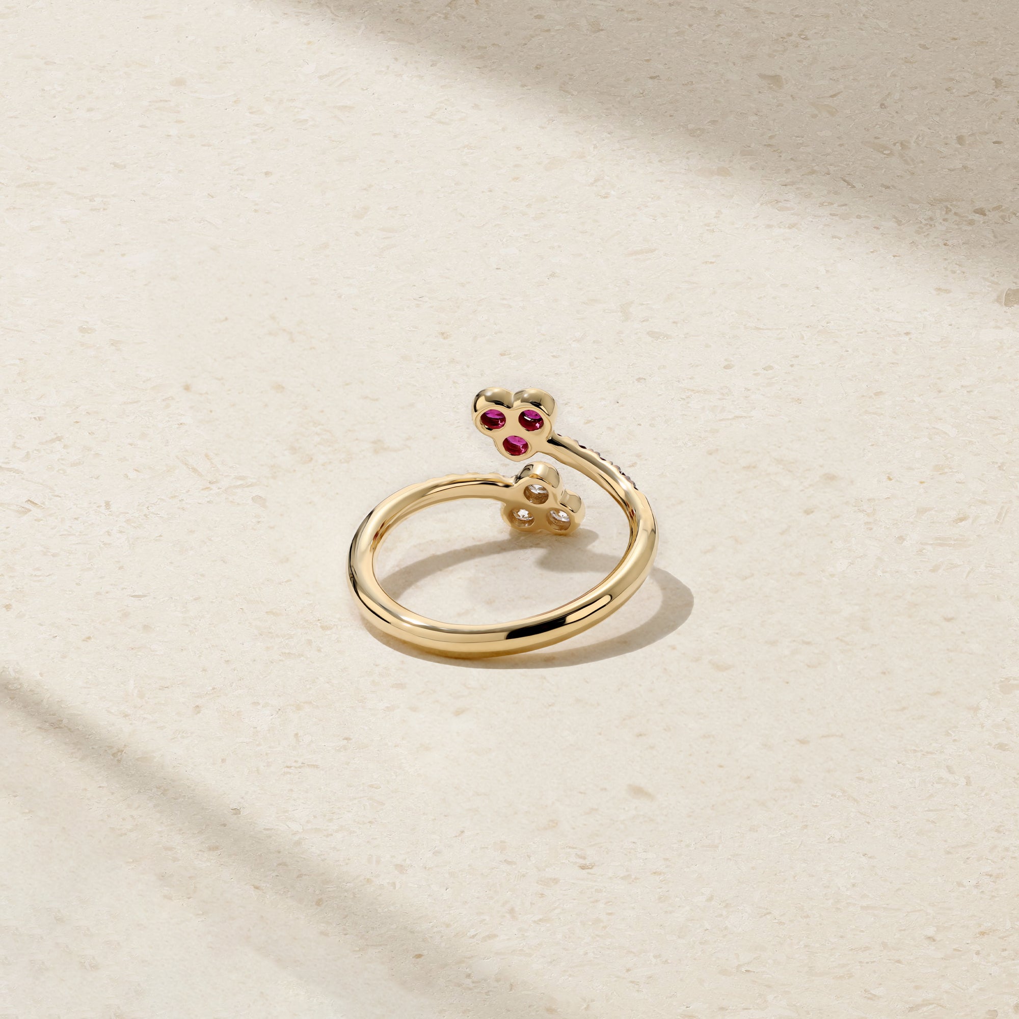 Trinity Ruby and Diamond Bypass Ring