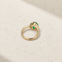 Silky Three Stone Emerald and Diamond Ring