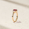 Silky Three Stone Ruby and Diamond Ring