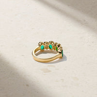 Sculpted Oval Emerald and Diamond Alternating Band
