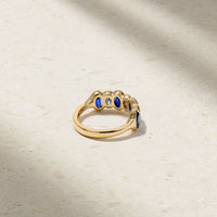 Sculpted Oval Sapphire and Diamond Alternating Band