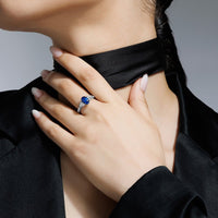 Silky Three Stone Sapphire and Diamond Ring