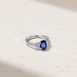 Silky Three Stone Sapphire and Diamond Ring