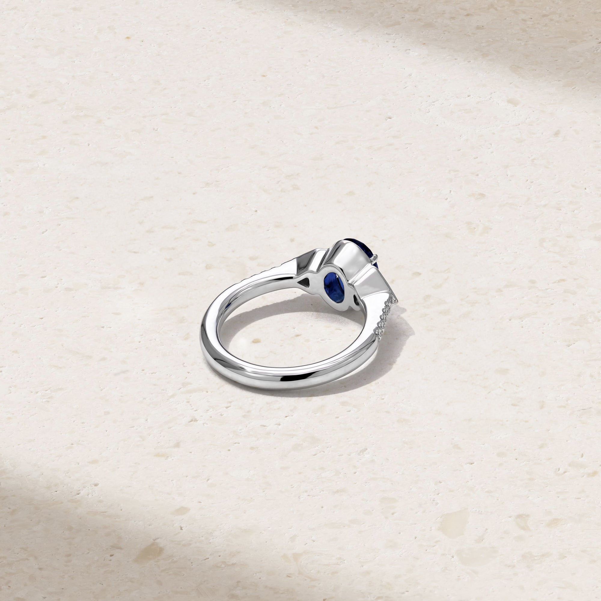 Silky Three Stone Sapphire and Diamond Ring
