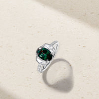 Silky Three Stone Alexandrite and Diamond Ring