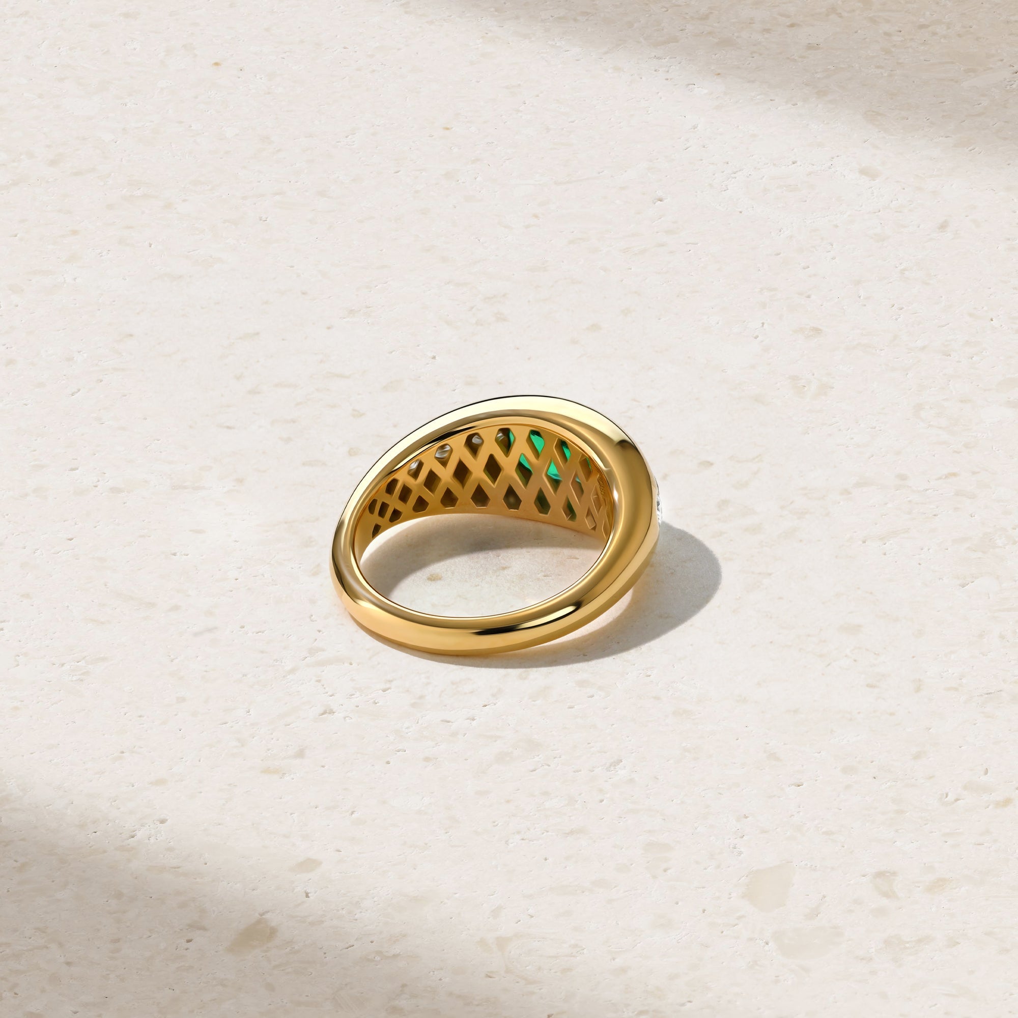 Gypsy Oval Emerald and Diamond Ring