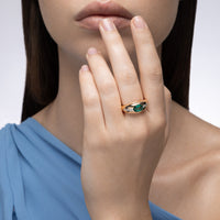 Gypsy Oval Emerald and Diamond Ring