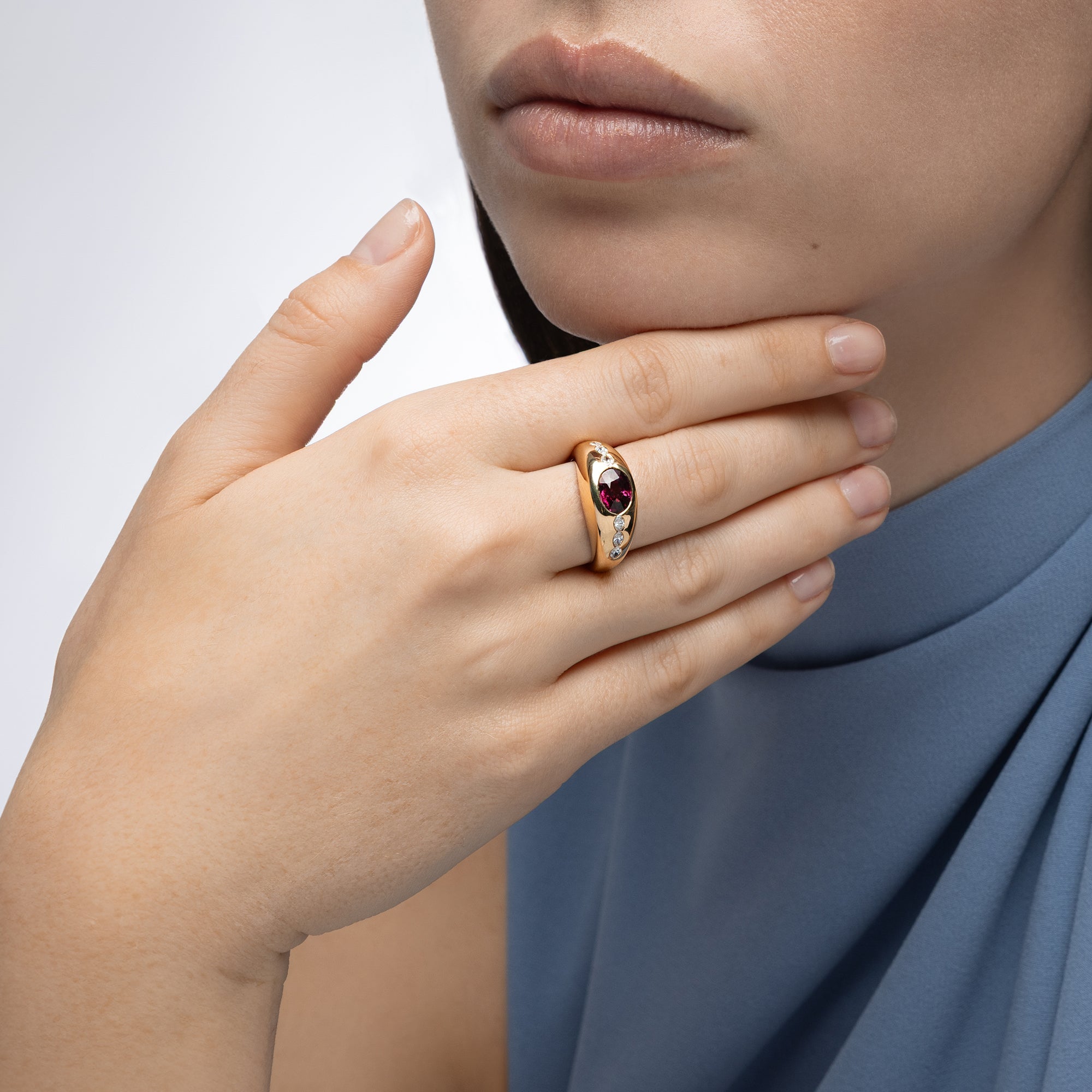 Gypsy Oval Ruby and Diamond Ring