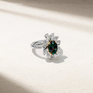 Grand Dahlia Alexandrite and Diamond Ring