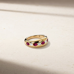Gypsy Petite Oval Ruby and Diamond Ring