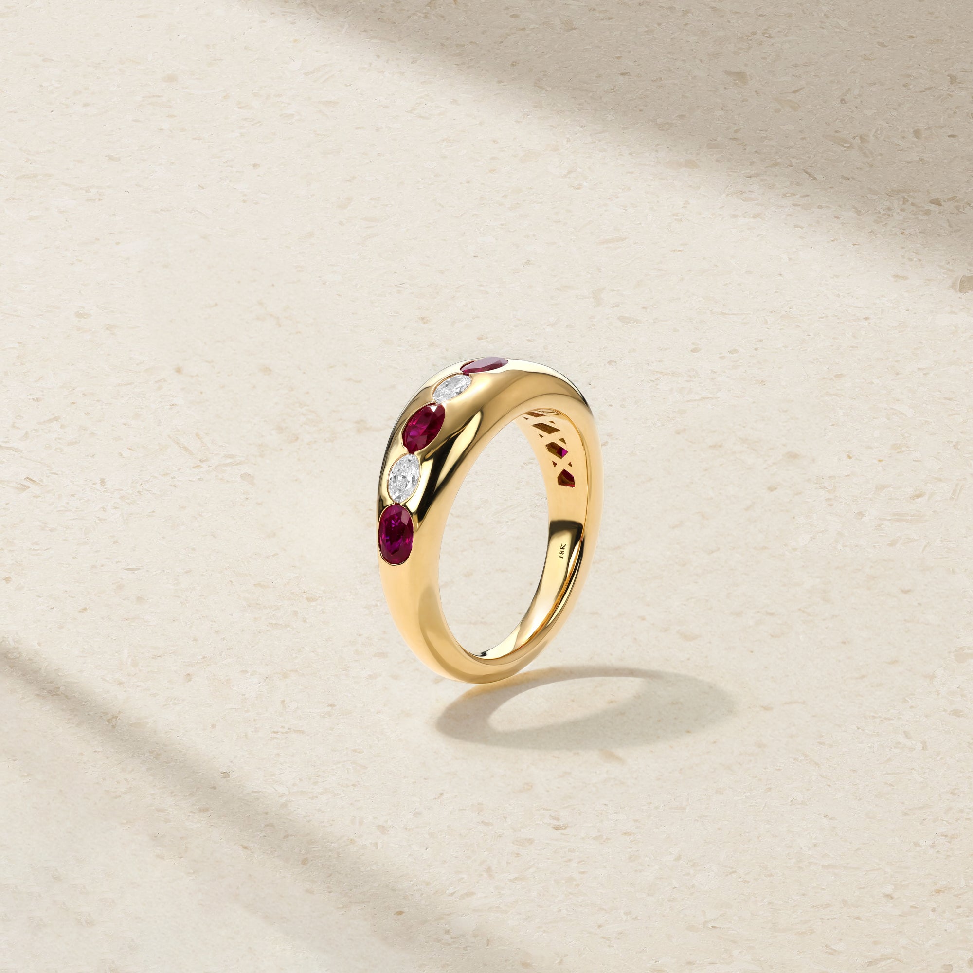 Gypsy Petite Oval Ruby and Diamond Ring