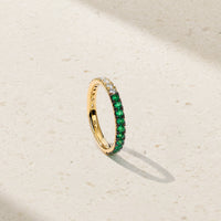 Half and Half Emerald and Diamond Thread Ring