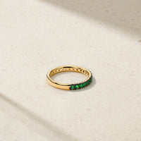Half and Half Emerald and Diamond Thread Ring