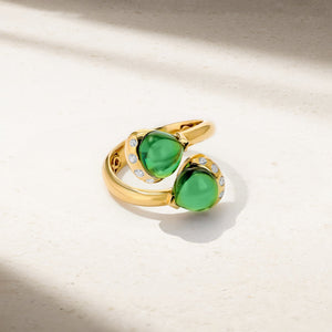 Gumdrop Green Tourmaline Open Bypass Ring