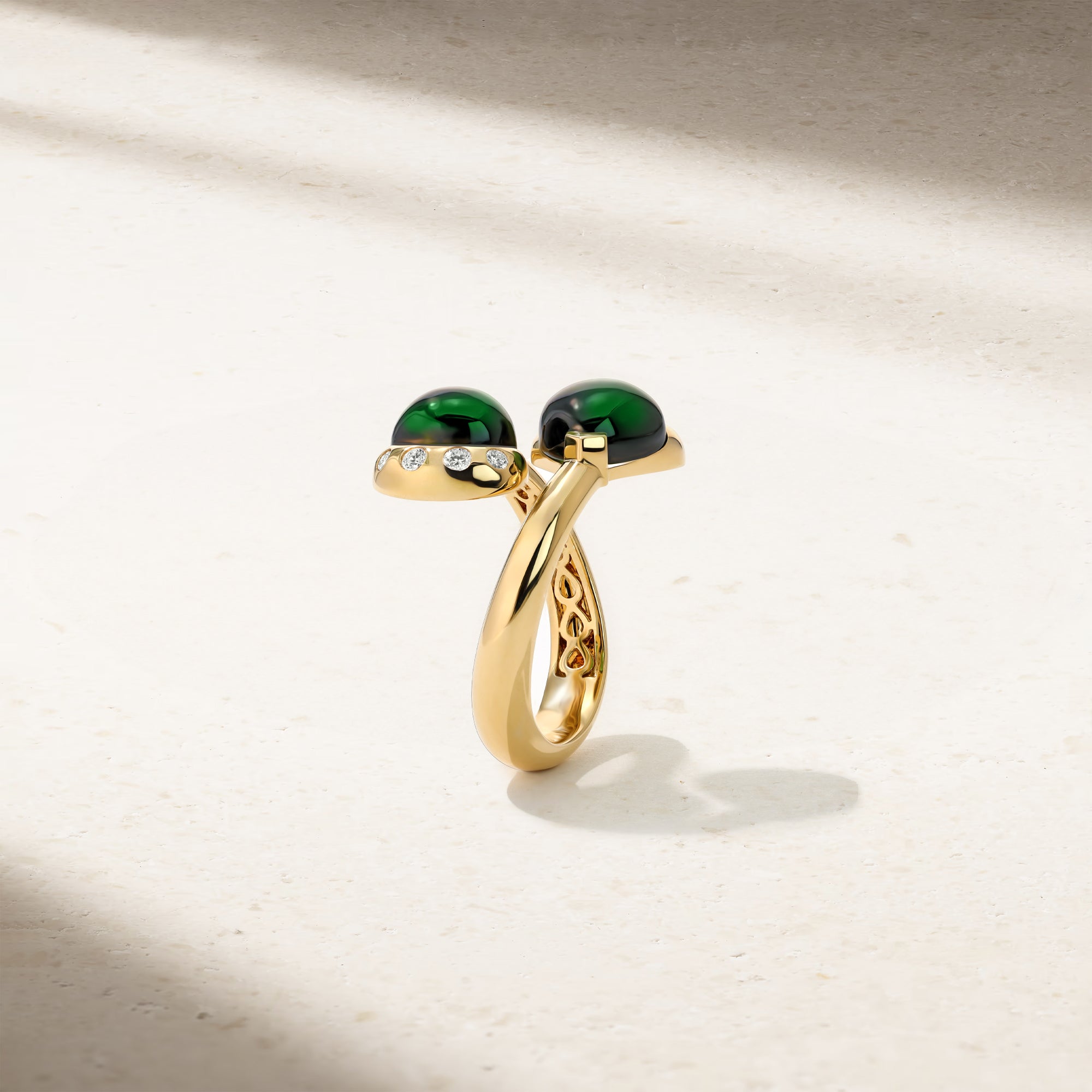Gumdrop Green Tourmaline Open Bypass Ring