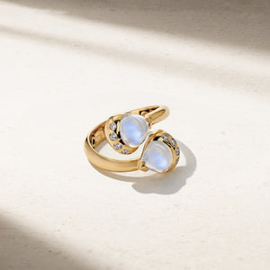Gumdrop Moonstone Open Bypass Ring