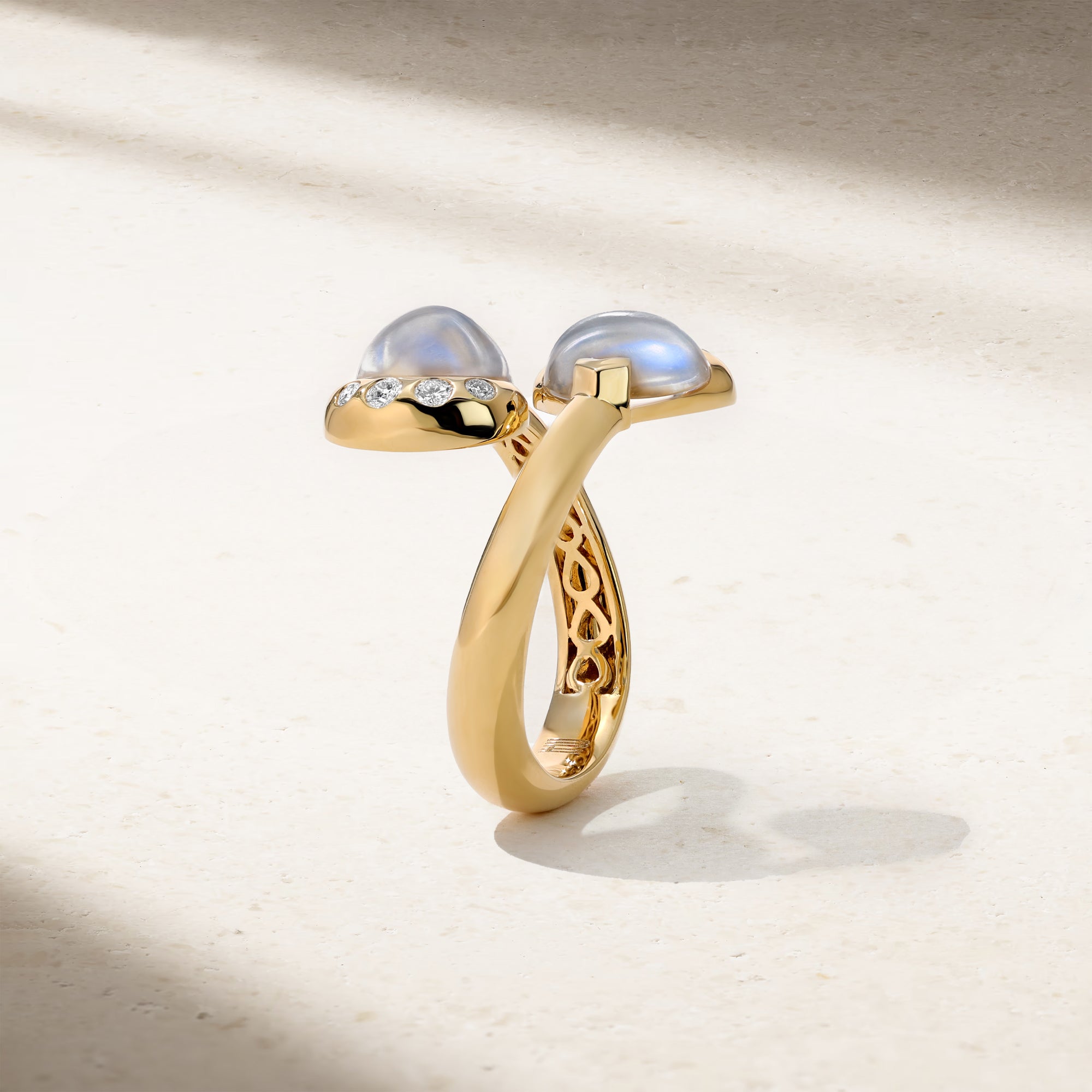 Gumdrop Moonstone Open Bypass Ring