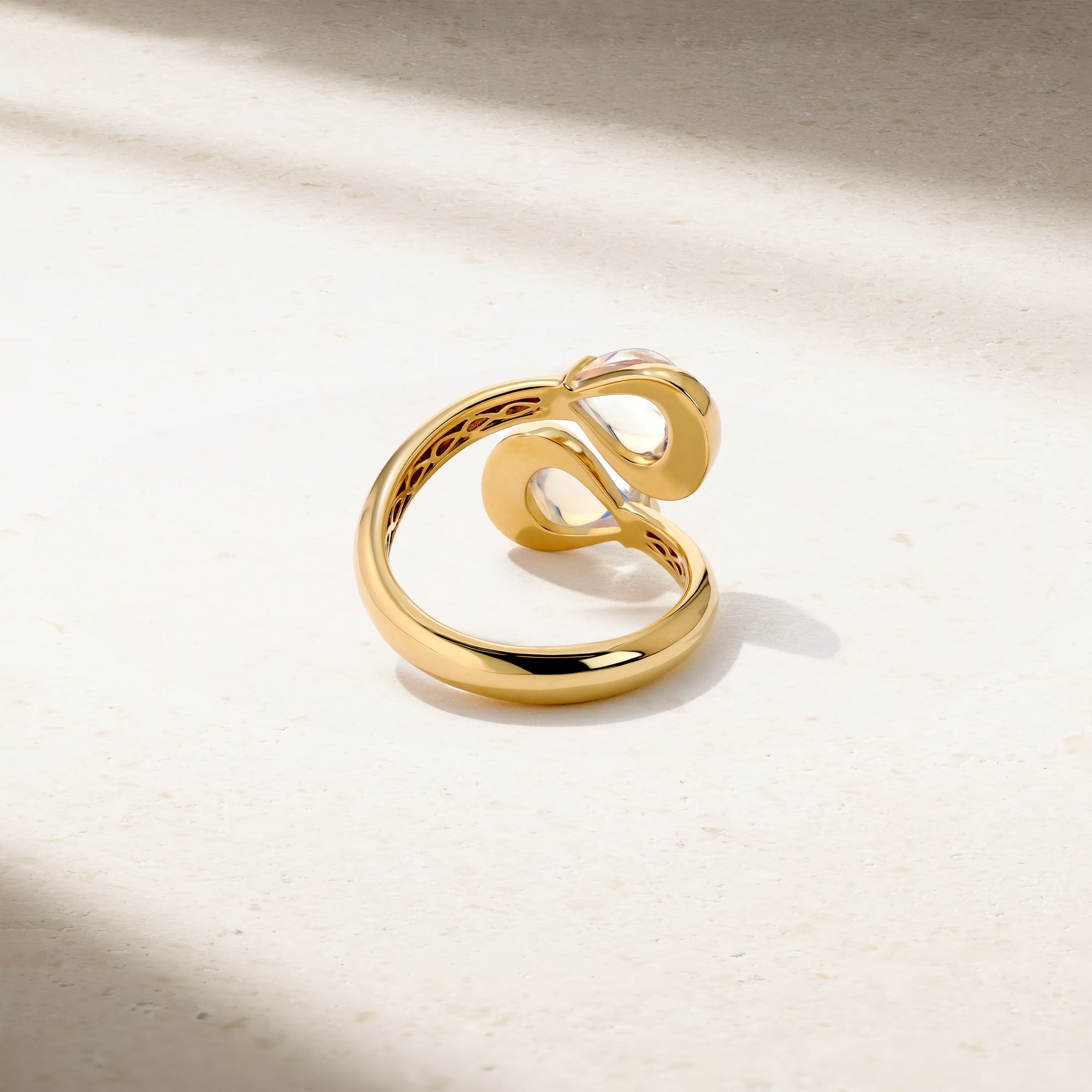 Gumdrop Moonstone Open Bypass Ring