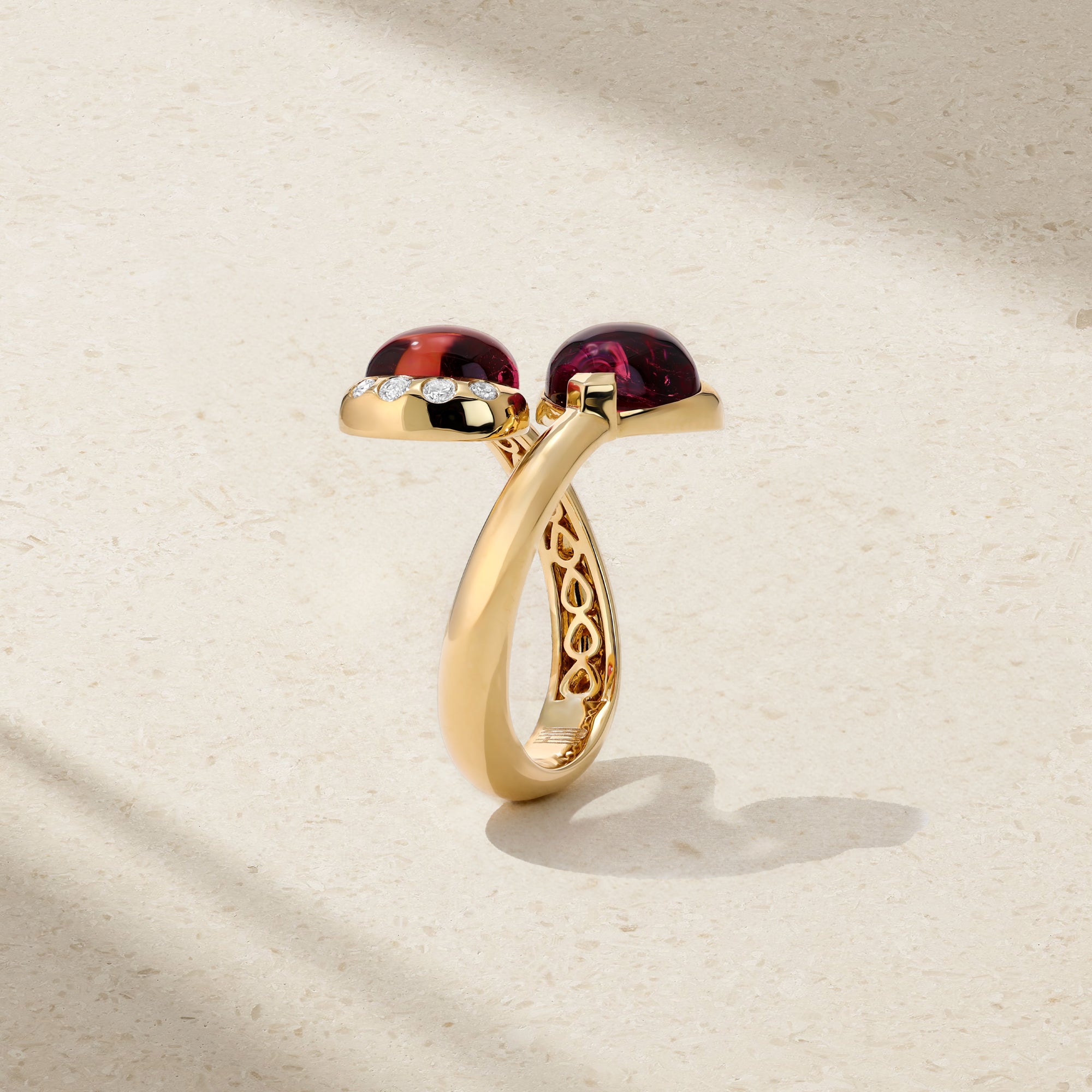 Gumdrop Pink Tourmaline Open Bypass Ring