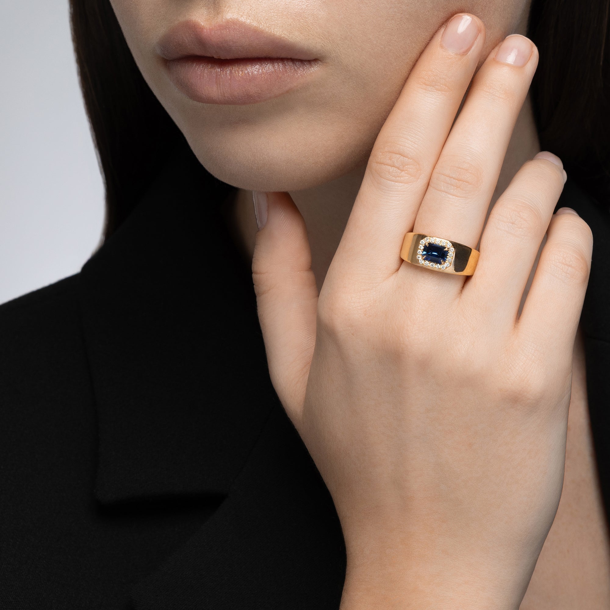 Heirloomed Octagonal Sapphire Cigar Band