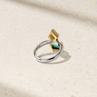 Silky Emerald and Diamond Gemini Ring