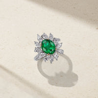 Grand Dahlia Emerald Ring