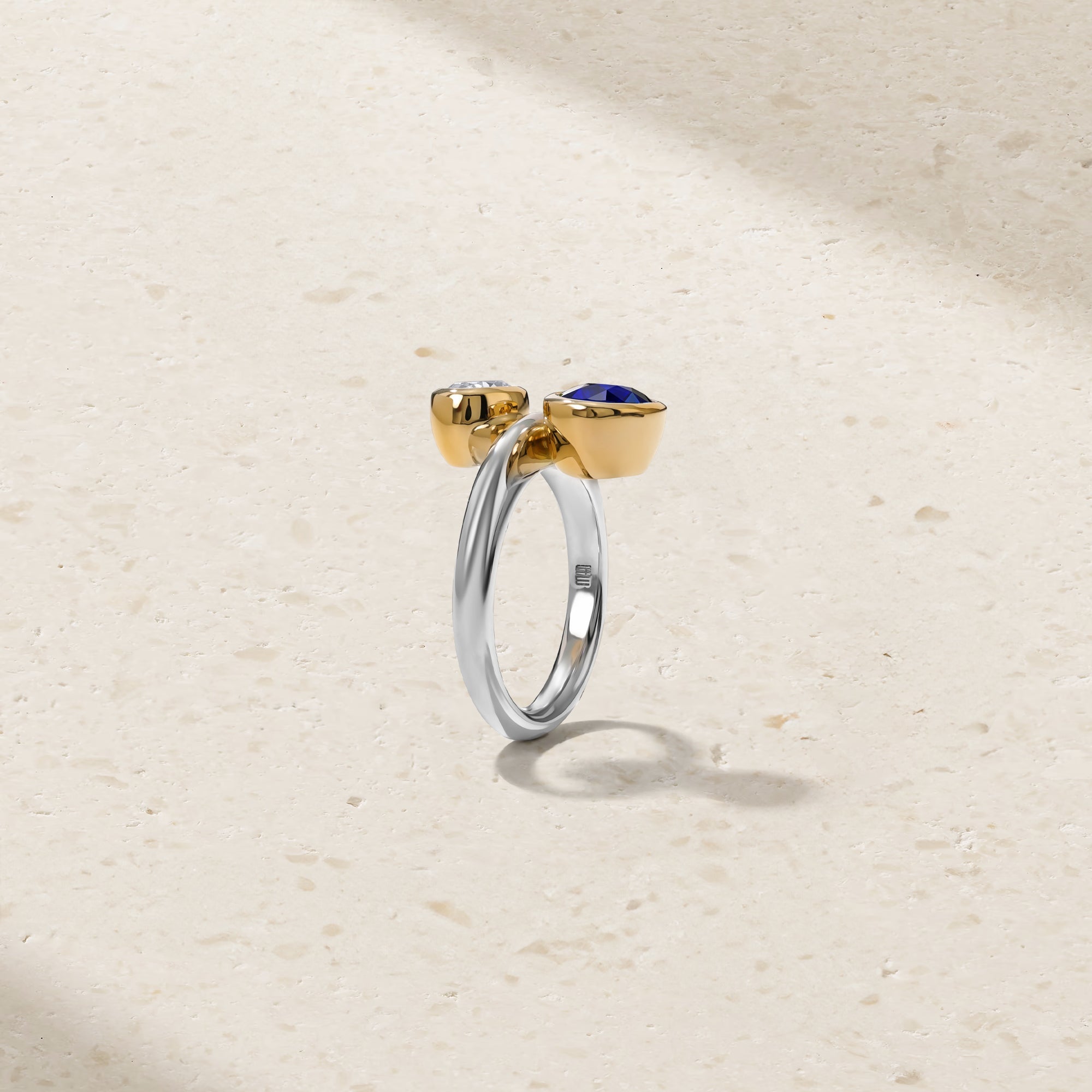 Silky Sapphire and Diamond Gemini Ring
