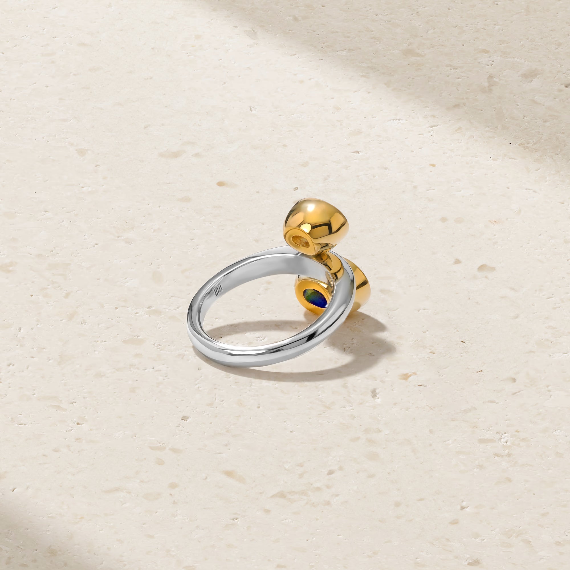Silky Sapphire and Diamond Gemini Ring
