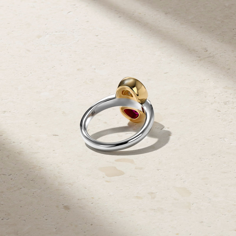 Silky Ruby and Diamond Gemini Ring