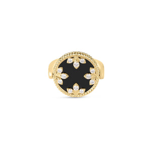Black Jade & Diamond Venetian Ring