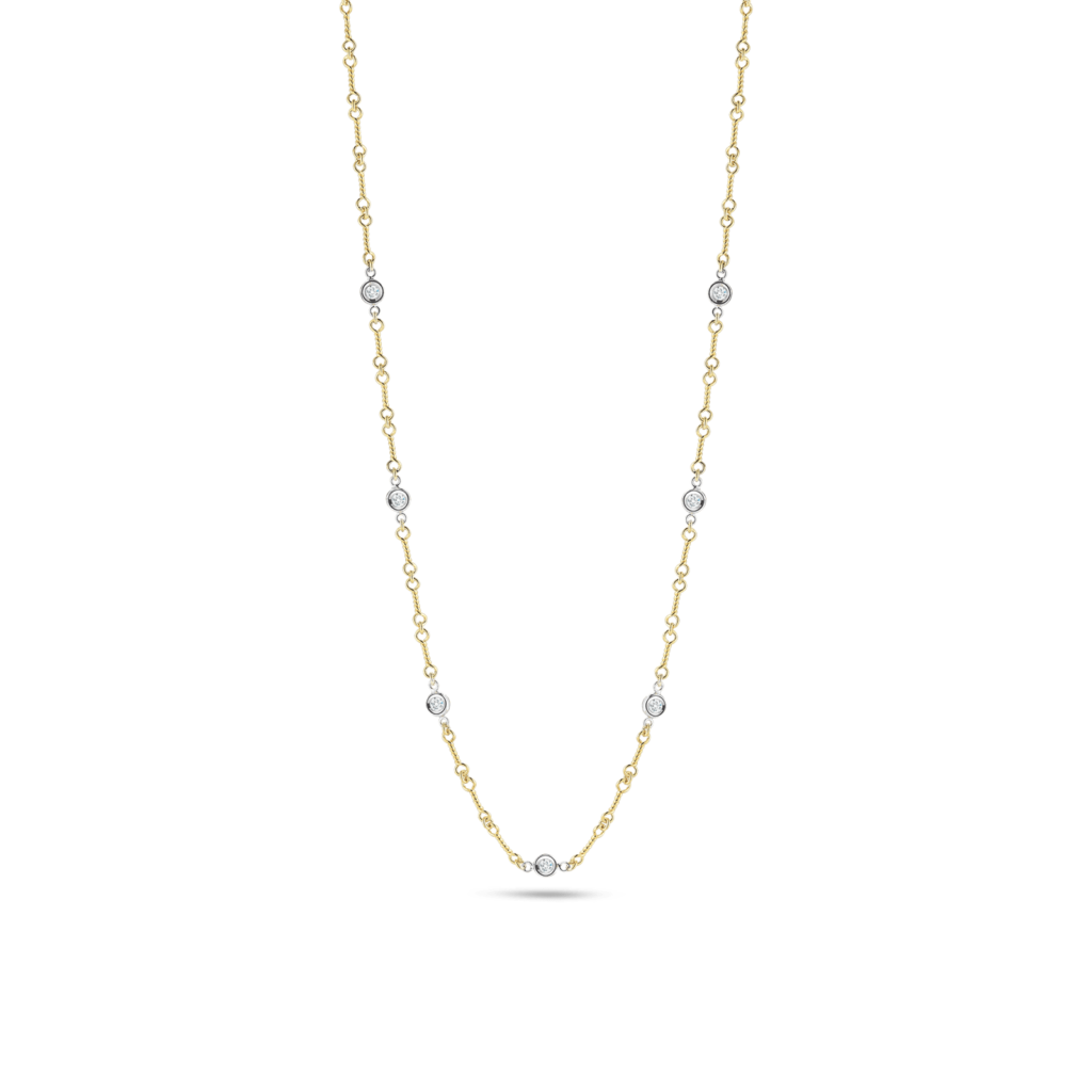 18k Yellow Gold Diamonds by the Inch Dogbone Necklace