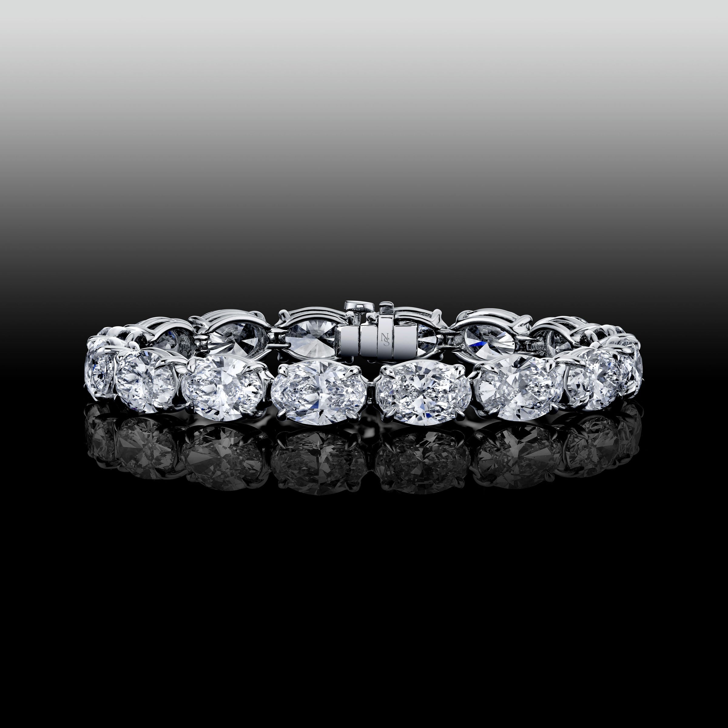 East West Oval Straight Line Diamond Bracelet