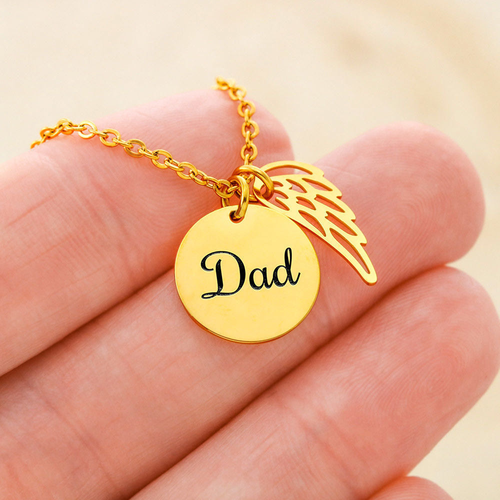 Dad Wings Pendant Necklace in Gold Plating