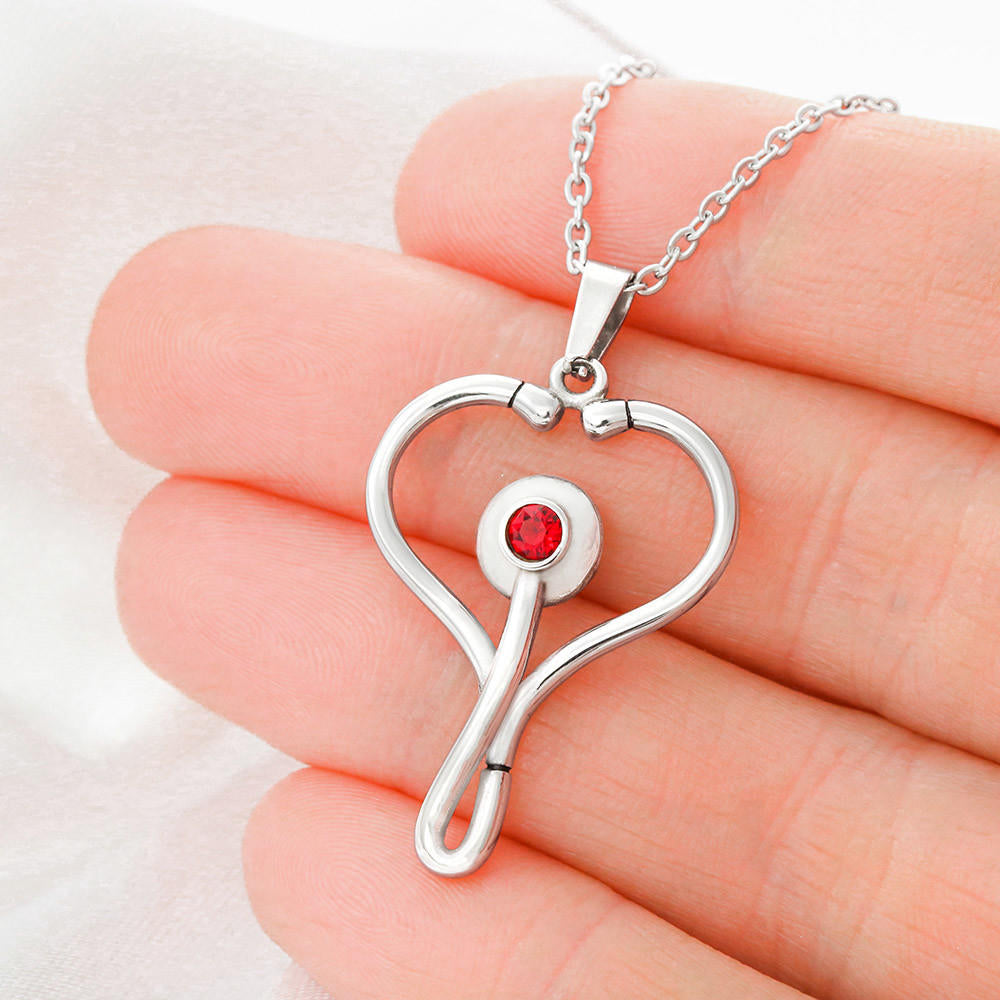 Red Crystal Heart Shaped Drop Pendant Necklace