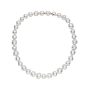 18KYG DELFINI 10 X 15MM PEARL STRAND CHOKER 17"