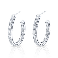 Three-Quarter Emerald Cut Diamond Earrings