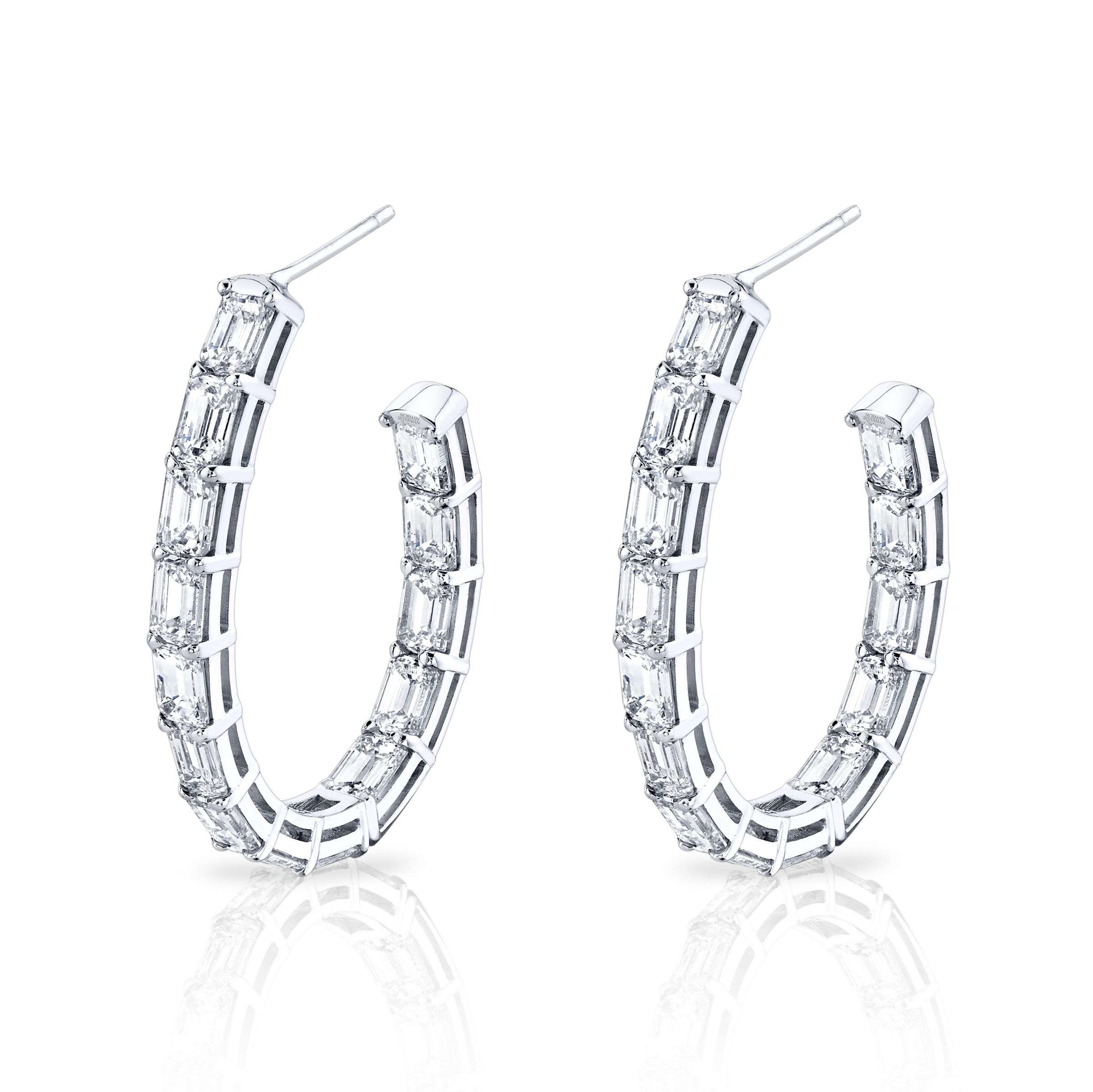 Three-Quarter Emerald Cut Diamond Earrings