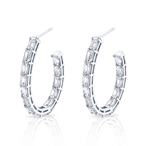 Three-Quarter Emerald Cut Diamond Earrings