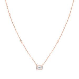 Petite 18k Rose Gold Emerald Cut Diamond Pendant