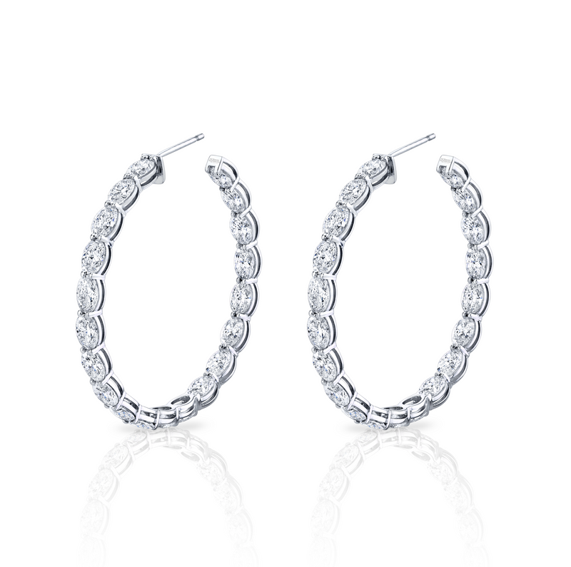 Signature Round Diamond Hoops - Large