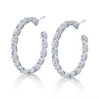 Oval Diamond Hoop Earrings