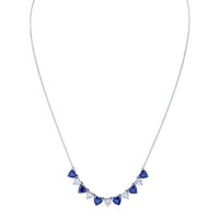 Alternating Heart Shape Diamond & Sapphire Necklace