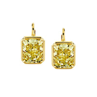 Fancy Yellow Radiant Diamond Drop Earrings