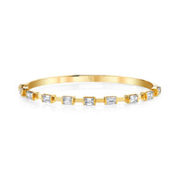 Emerald Cut Diamonds in 18k Yellow Gold Hinged Bangle