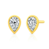 Pear Diamond Bezel Set Studs