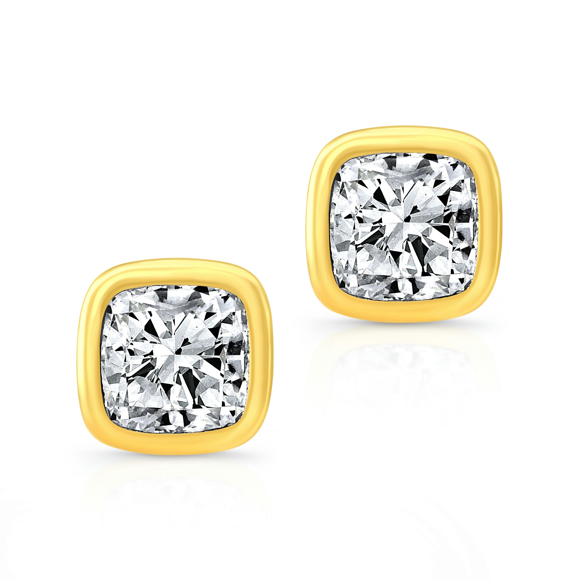 Cushion Cut Diamond Bezel Studs